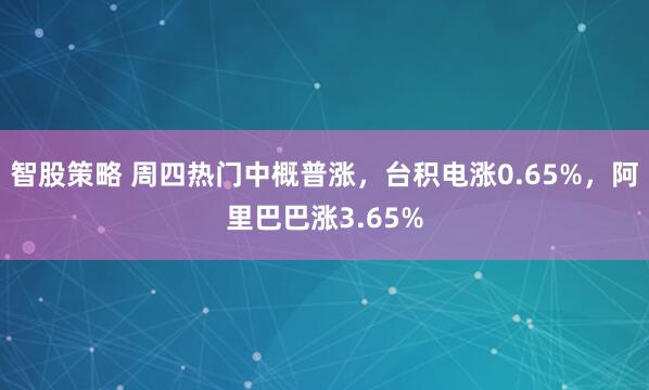 智股策略 周四热门中概普涨，台积电涨0.65%，阿里巴巴涨3.65%