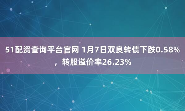 51配资查询平台官网 1月7日双良转债下跌0.58%，转股溢价率26.23%